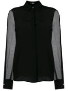 Karl Lagerfeld Sheer Sleeve Shirt - Black