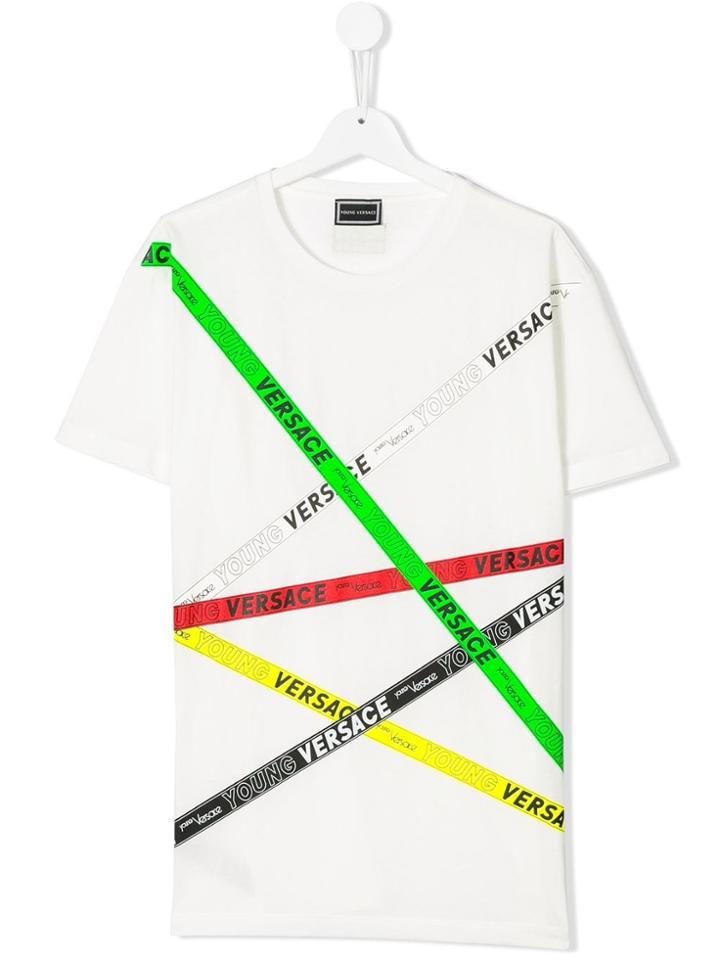 Young Versace Teen Tape Logo T-shirt - White