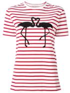 Être Cécile Flamingo Print Striped T-shirt, Women's, Size: Medium, White, Cotton