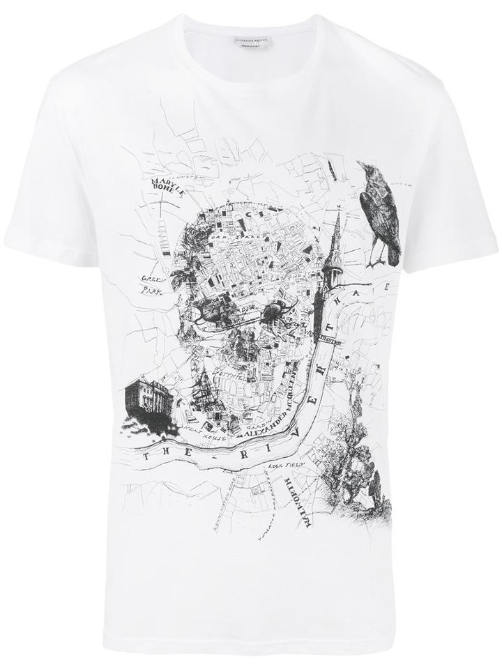 Alexander Mcqueen - London Map Skull Print T-shirt - Men - Cotton - Xl, White, Cotton