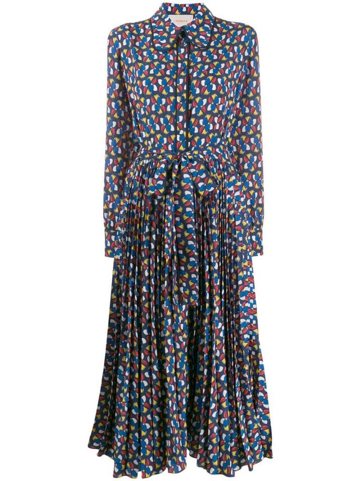 La Doublej Pinwheel Print Shirt Dress - Blue