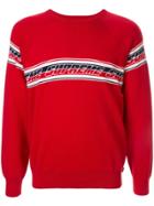 Supreme Logo Stripe Raglan Sweatshirt - Red