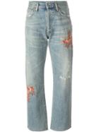 Citizens Of Humanity Embroidered Cropped Jeans, Women's, Size: 28, Blue, Cotton/lyocell