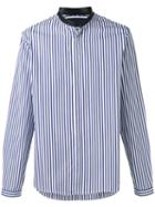 Juun.j Neck Detail Striped Shirt, Men's, Size: 46, Blue, Cotton