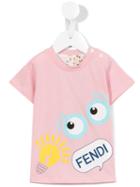 Fendi Kids Logo Print T-shirt, Toddler Girl's, Size: 18 Mth, Pink/purple