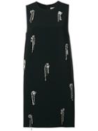 Msgm - Embellished High Collar Dress - Women - Acetate/viscose - 44, Black, Acetate/viscose