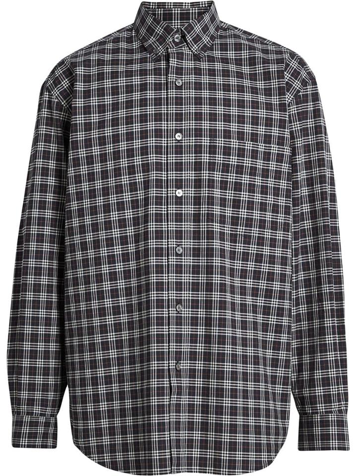 Burberry Small Scale Check Cotton Shirt - Blue