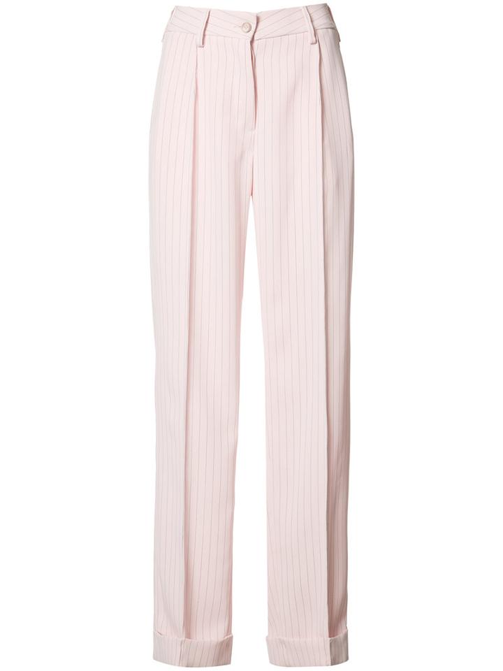 Mm6 Maison Margiela Pinstripe Trousers, Women's, Size: 38, Pink/purple, Polyester