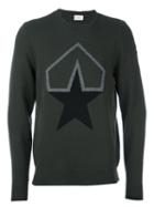 Moncler Logo Print Sweater, Men's, Size: Small, Green, Virgin Wool