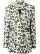 Pardens - Floral Blazer - Women - Polyester/viscose/pbt Elite - 42, Pink/purple, Polyester/viscose/pbt Elite