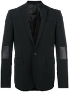 Les Hommes - Classic Blazer - Men - Leather/polyester/spandex/elastane/virgin Wool - 52, Black, Leather/polyester/spandex/elastane/virgin Wool