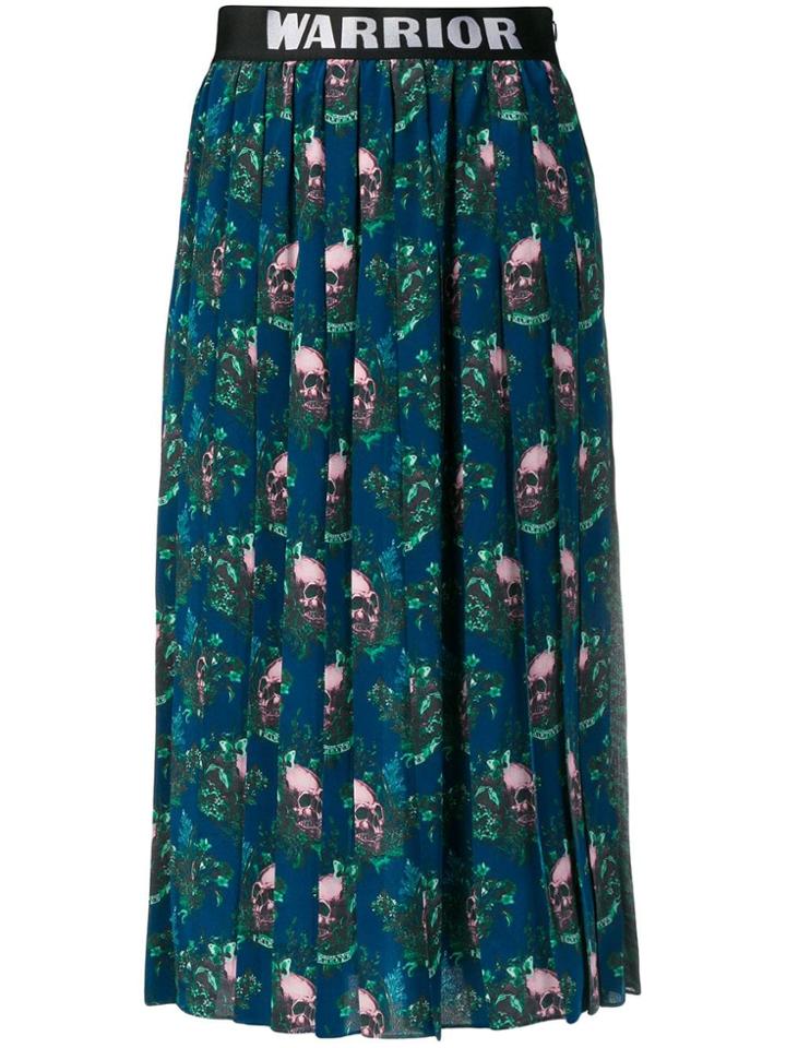 John Richmond Contrast Panels Pleated Skirt - Blue