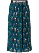 John Richmond Contrast Panels Pleated Skirt - Blue