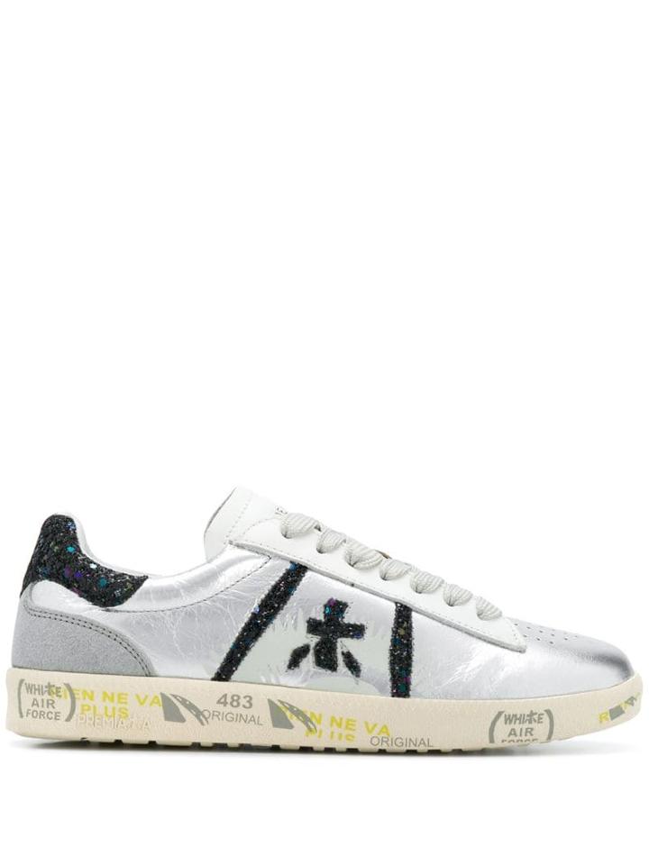 Premiata Andy Glitter-embellished Sneakers - Silver
