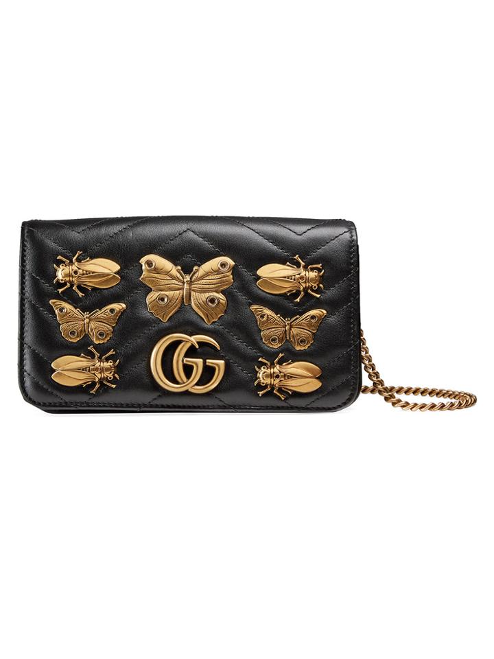 Gucci Gg Marmont Animal Studs Mini Bag - Black