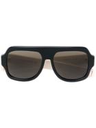 Gucci Eyewear Striped Arm Logo Sunglasses - Black