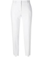 Msgm Scalloped Hem Cropped Trousers, Women's, Size: 42, White, Polyester/spandex/elastane/viscose