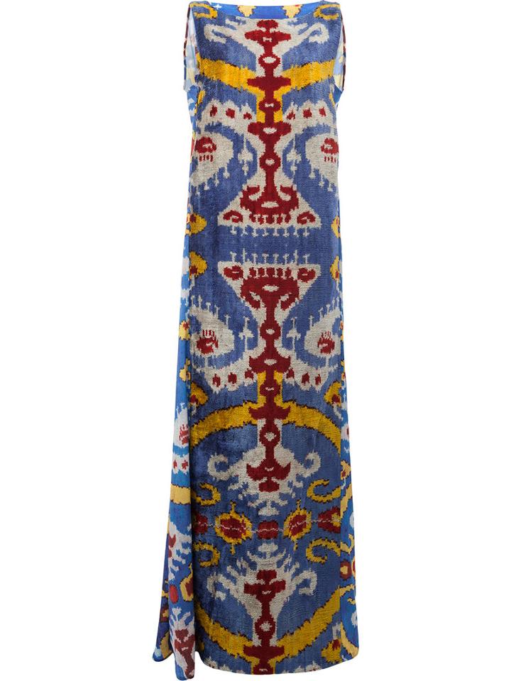 Afroditi Hera Multi-pattern Column Gown, Women's, Size: 40, Silk/polyester/viscose
