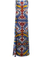 Afroditi Hera Multi-pattern Column Gown, Women's, Size: 40, Silk/polyester/viscose