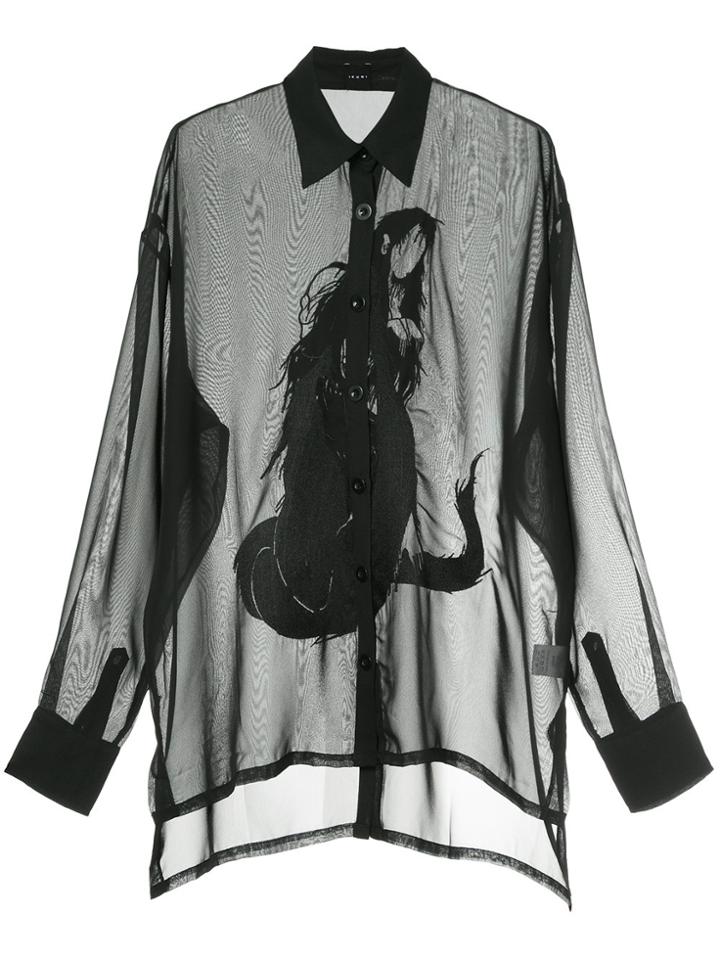 Ikumi Embroidered Sheer Shirt - Black