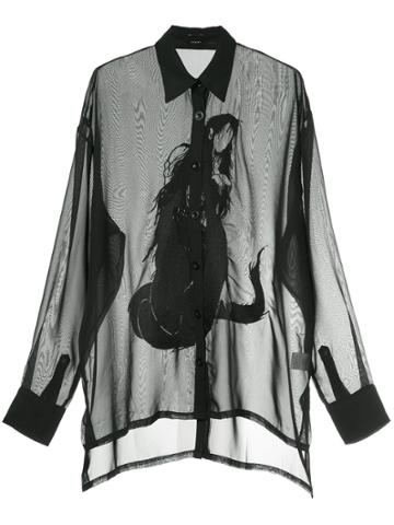 Ikumi Embroidered Sheer Shirt - Black