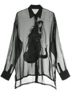 Ikumi Embroidered Sheer Shirt - Black