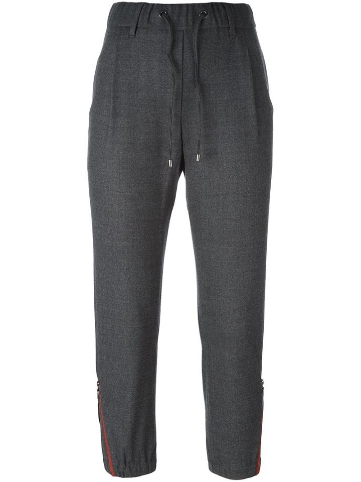 Brunello Cucinelli Zipped Detail Track Pants, Women's, Size: 38, Grey, Polyester/spandex/elastane/acetate/virgin Wool