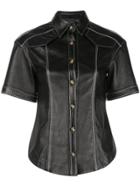 Proenza Schouler Leather Short Sleeve Top - Black
