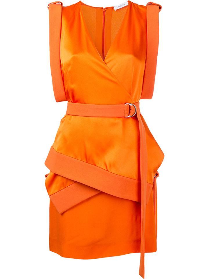 Mugler Technical Cady Mini Dress - Yellow & Orange