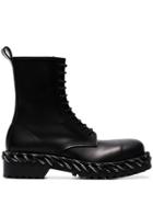 Balenciaga Black Rope-stitched Leather Boots