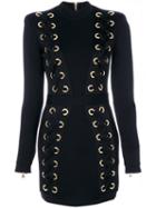 Balmain - Embroidered Fitted Dress - Women - Polyamide/spandex/elastane/viscose/brass - 40, Black, Polyamide/spandex/elastane/viscose/brass