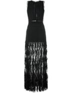 Elie Saab Lace Long Dress, Women's, Size: 36, Black, Cotton/viscose/polyester/polyamide