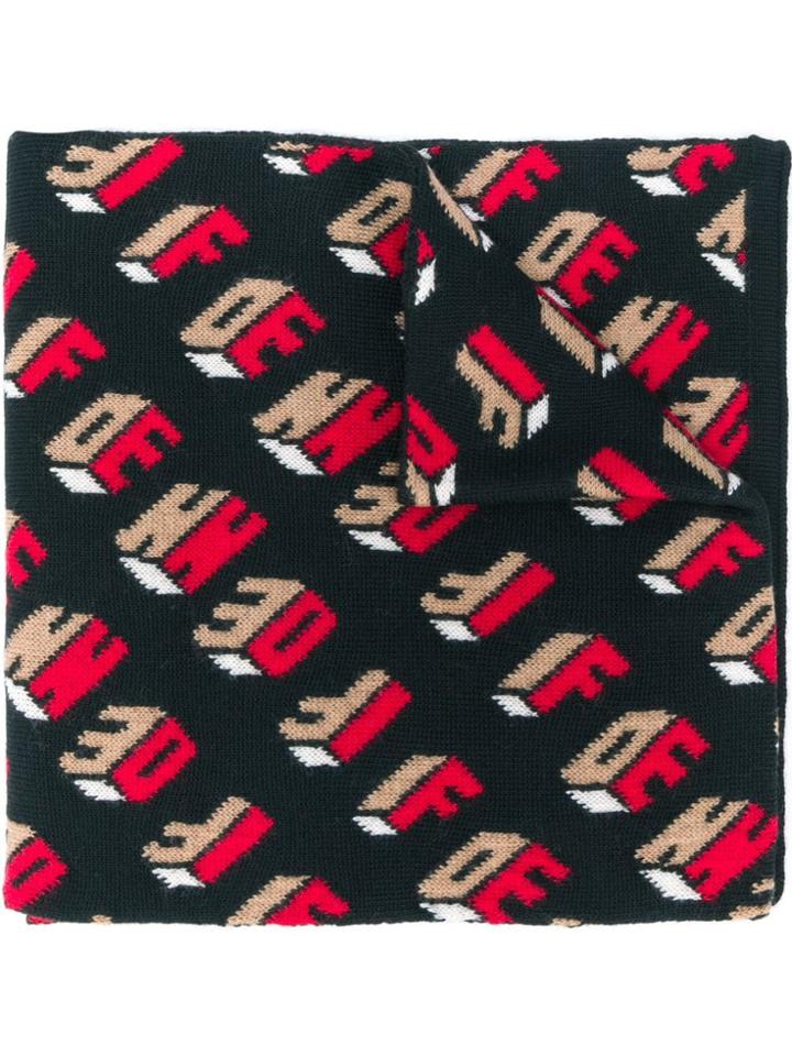 Fendi Ff Pattern Scarf - Black