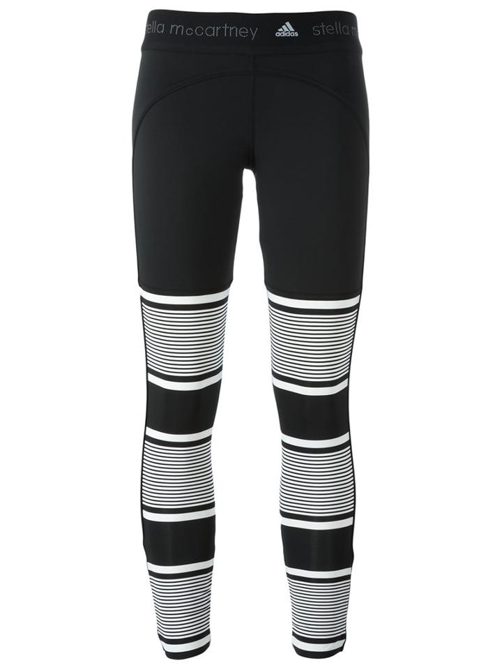 Adidas By Stella Mccartney Striped Fitness Leggings, Women's, Size: Small, Black, Polyester/spandex/elastane
