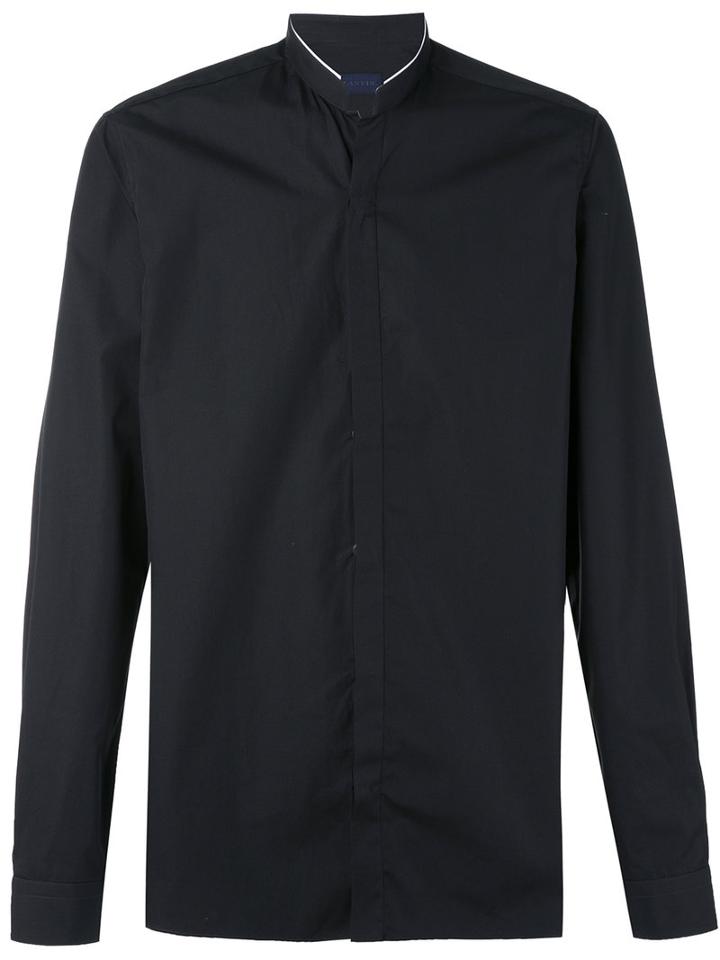 Lanvin - Mandarin Neck Shirt - Men - Cotton - 43, Black, Cotton