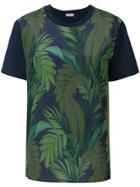 Moncler Foliage Print Contrast Sleeve T-shirt - Blue