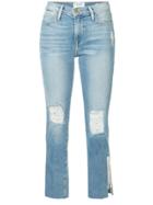 Frame Denim Le High Raw Edge Exposed Zipper Jeans - Blue
