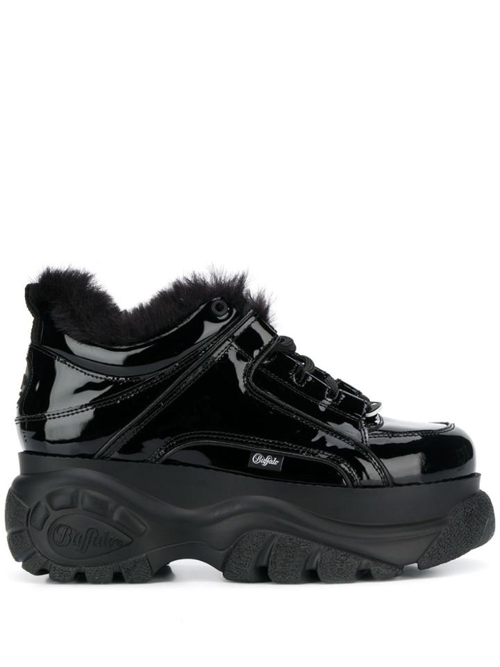 Buffalo Patent Platform Low Top Sneakers - Black