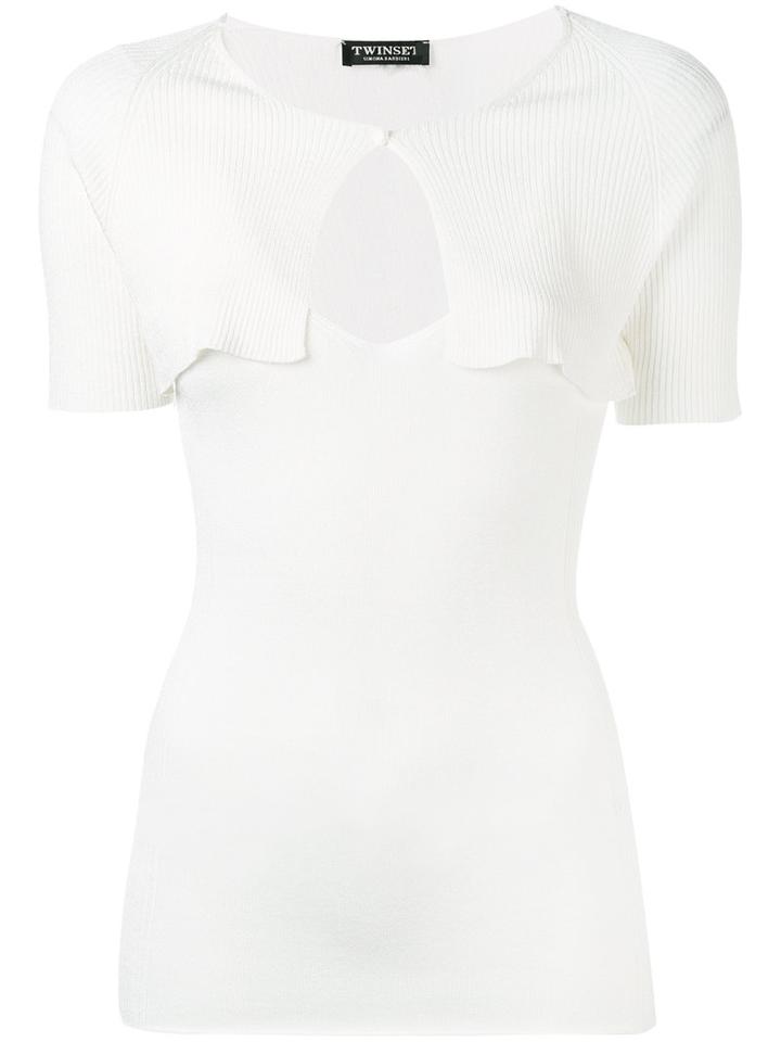 Twin-set - Layered Ribbed Top - Women - Polyester/viscose - M, White, Polyester/viscose