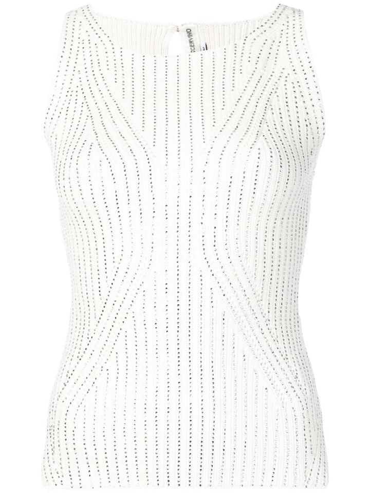 Ermanno Scervino Crystal Adorned Vest Top - White