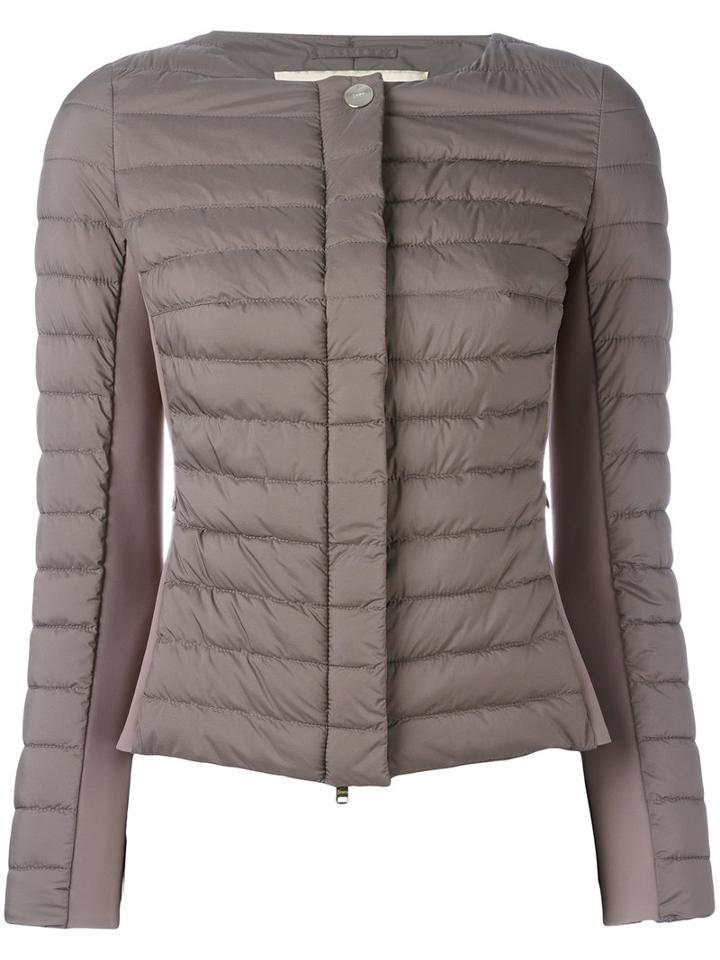Herno - Collarless Padded Jacket - Women - Polyamide/polyester/polyurethane - 42, Brown, Polyamide/polyester/polyurethane