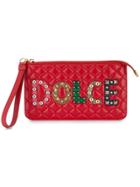 Dolce & Gabbana Logo Studded Quilted Purse - Red