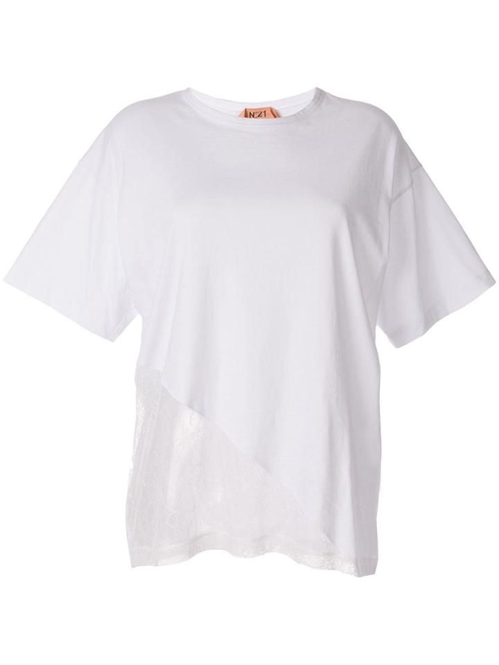 Nº21 Lace Panel Oversized T-shirt - White