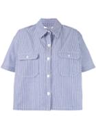 Chalayan - Striped Cape Shirt - Women - Cotton - 40, Women's, Blue, Cotton