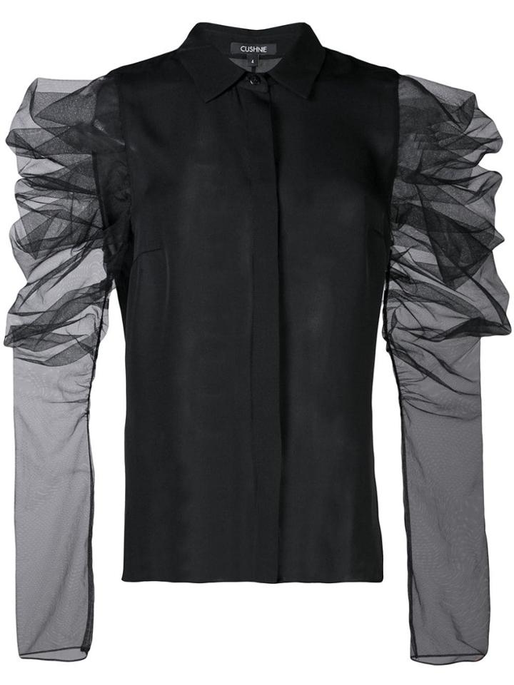 Cushnie Mesh Sleeves Blouse - Black