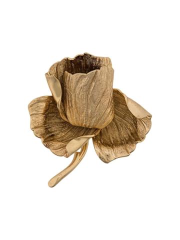 Susan Caplan Vintage 1960's Grosse Flower Brooch - Gold