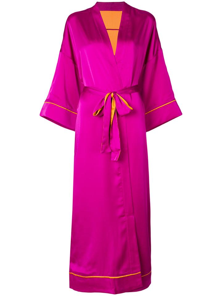 Iil7 Lace Up Kimono Cardigan - Pink & Purple