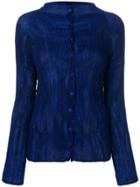 Issey Miyake Pleated Button Down Blouse - Blue