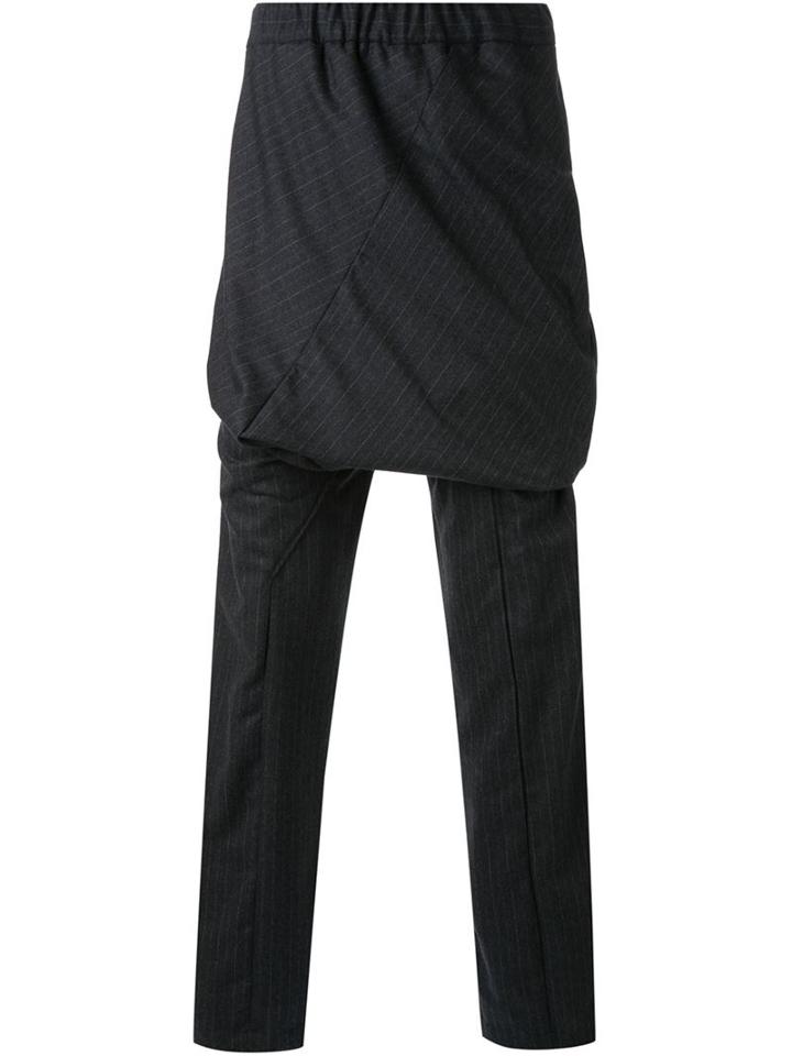 Thamanyah Layered Pinstripe Trousers, Men's, Size: 50, Grey, Cotton/virgin Wool