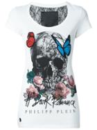 Philipp Plein Butterfly Skull T-shirt, Women's, Size: Small, White, Cotton/polyamide